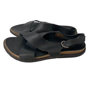 Matisse Arielle Black Leather Strappy Sandals Buckle Cork Platform Women Size 7M